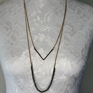 Elegant Gold and Smokey Bead Layered Necklace